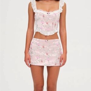 For Love And Lemons Kimora Pink Floral Top